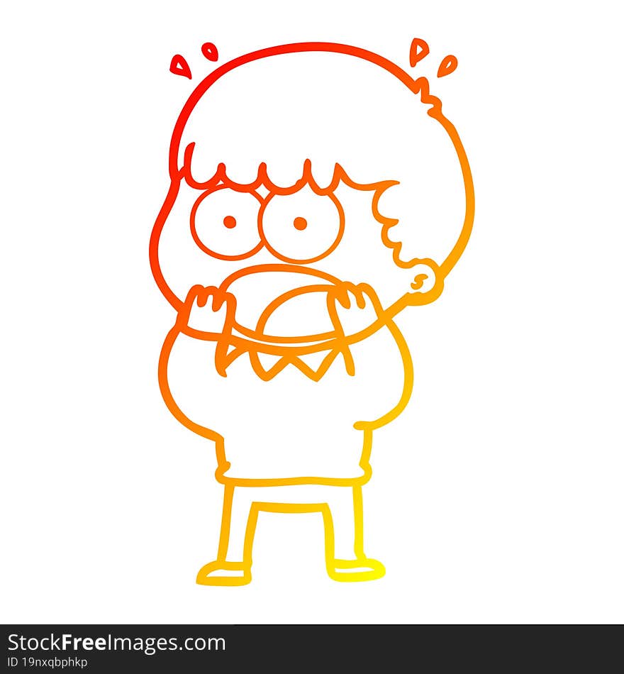 Warm Gradient Line Drawing Cartoon Shocked Man