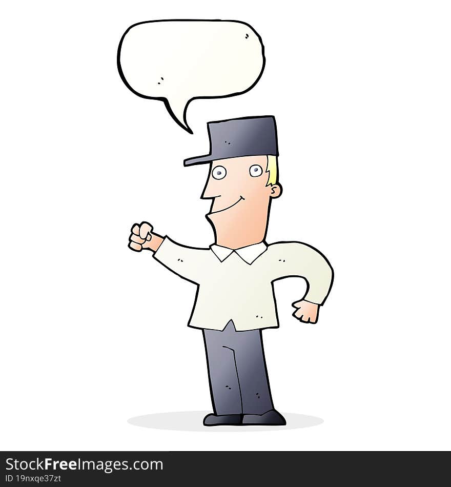 Cartoon Man Punching Air With Speech Bubble