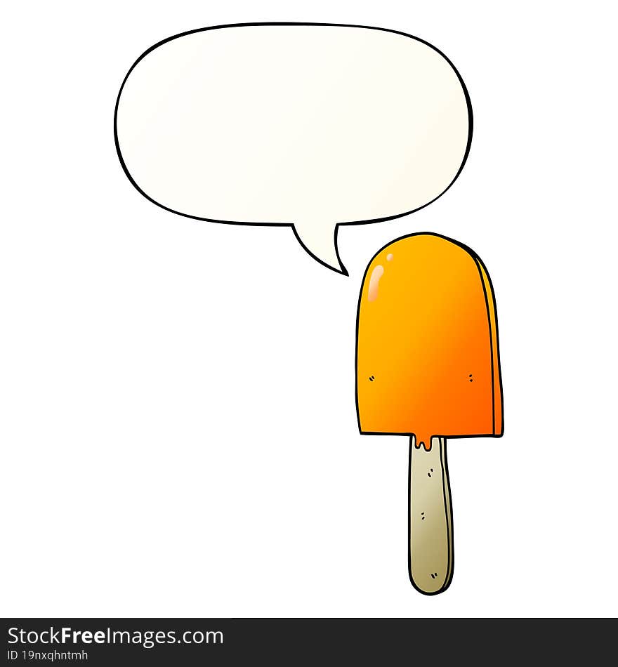 cartoon lollipop and speech bubble in smooth gradient style