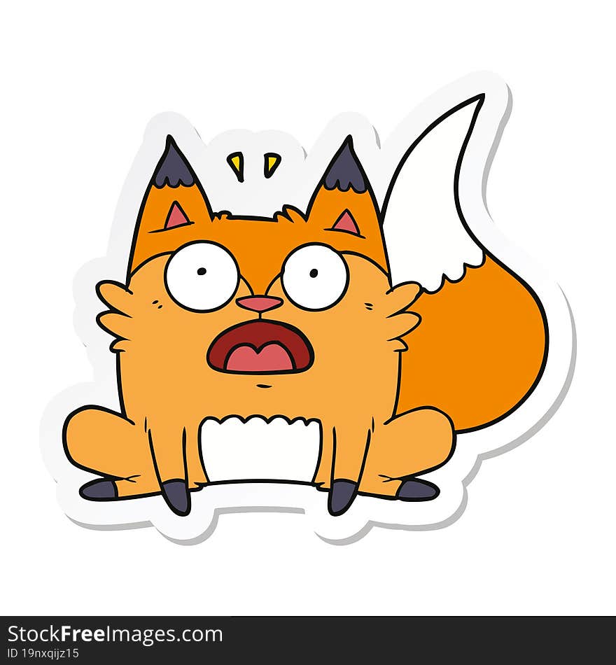 sticker of a cartoon startled fox