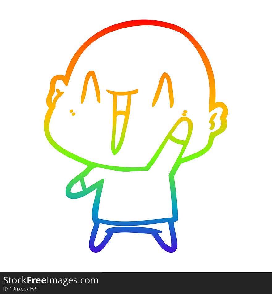 rainbow gradient line drawing happy cartoon bald man