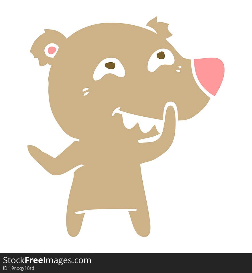 flat color style cartoon bear showing teeth