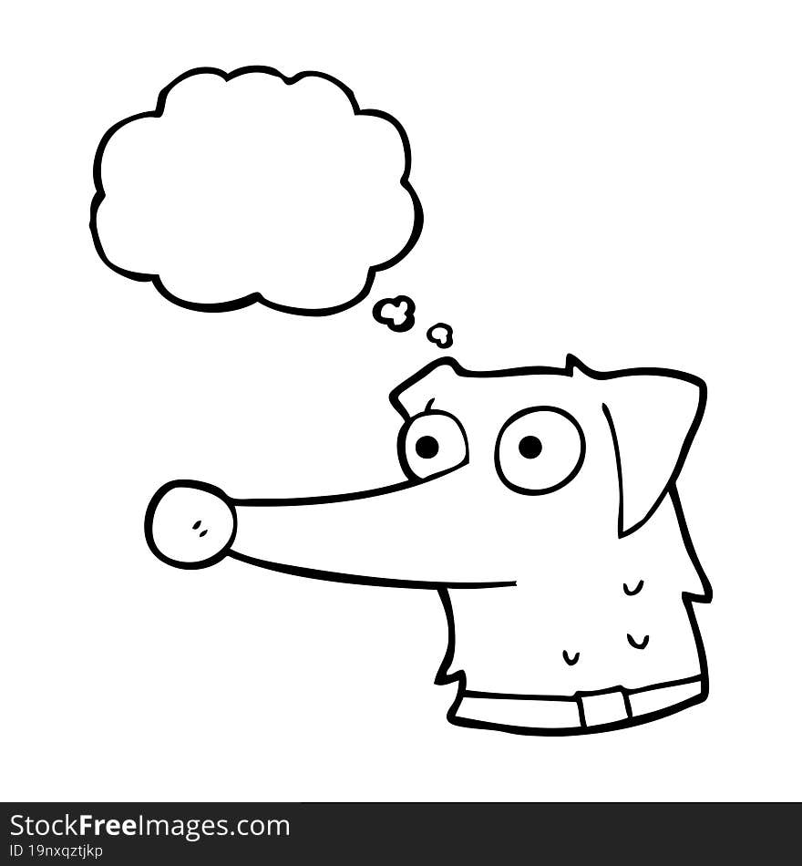 thought bubble cartoon dog with collar