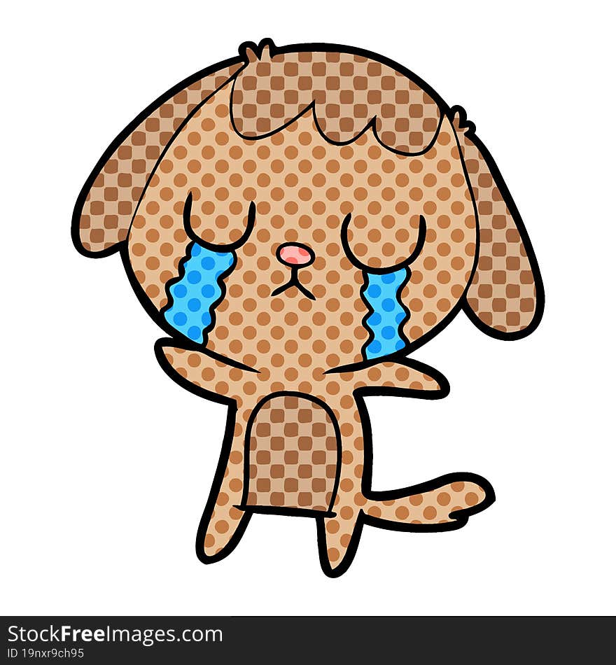 cute cartoon dog crying. cute cartoon dog crying