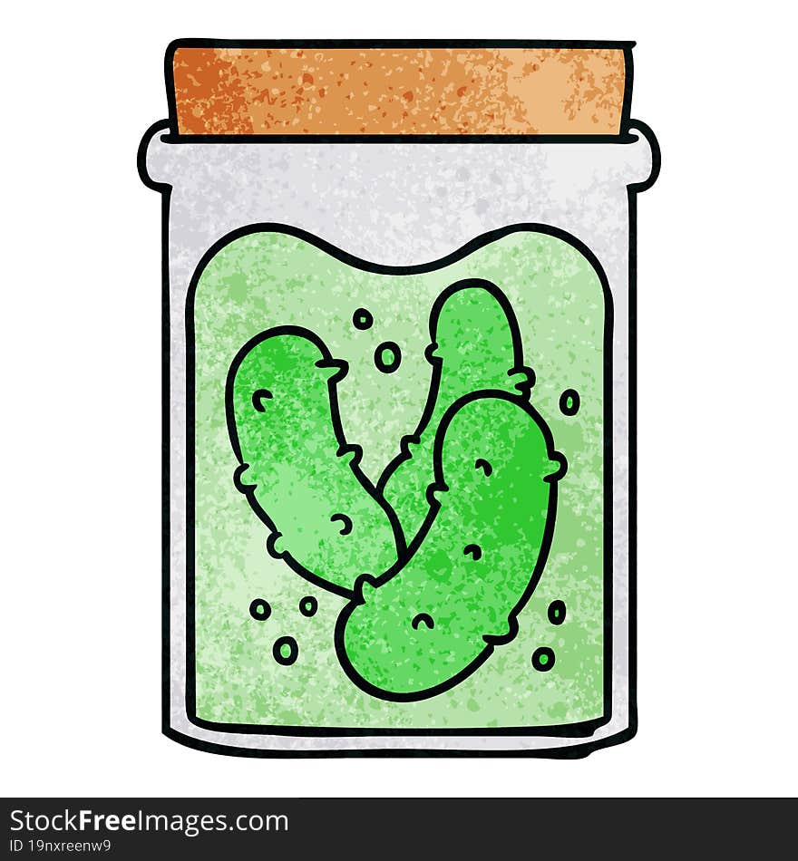 textured cartoon doodle jar of pickled gherkins