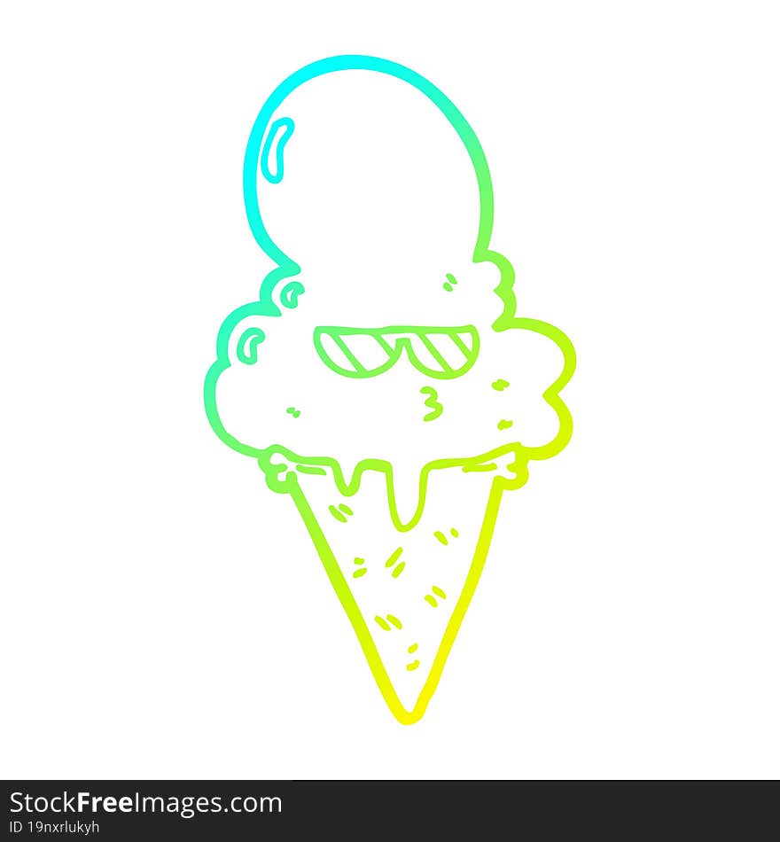 cold gradient line drawing cartoon cool ice cream