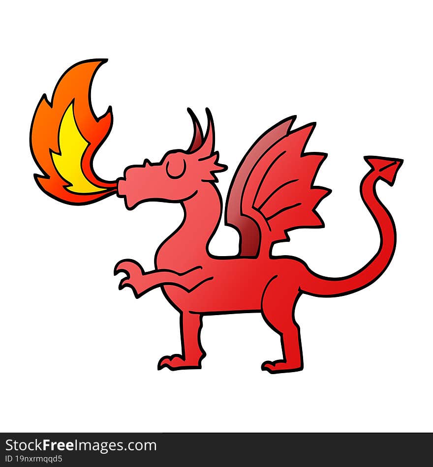 Vector Gradient Illustration Cartoon Red Dragon