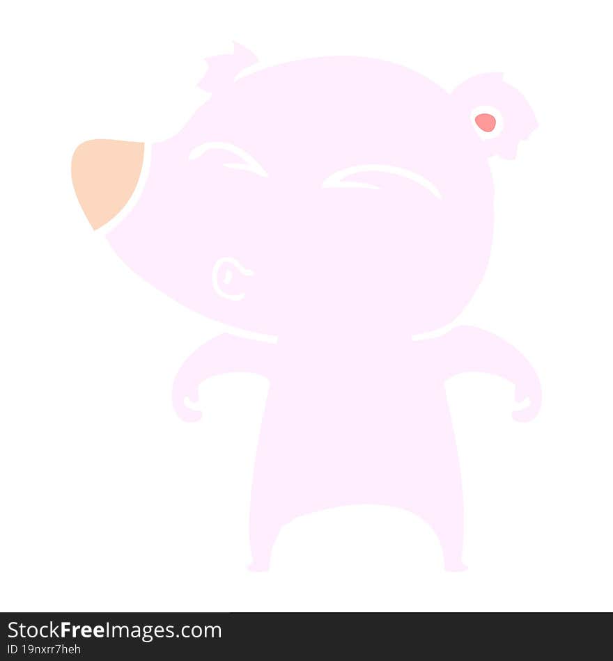 flat color style cartoon whistling bear