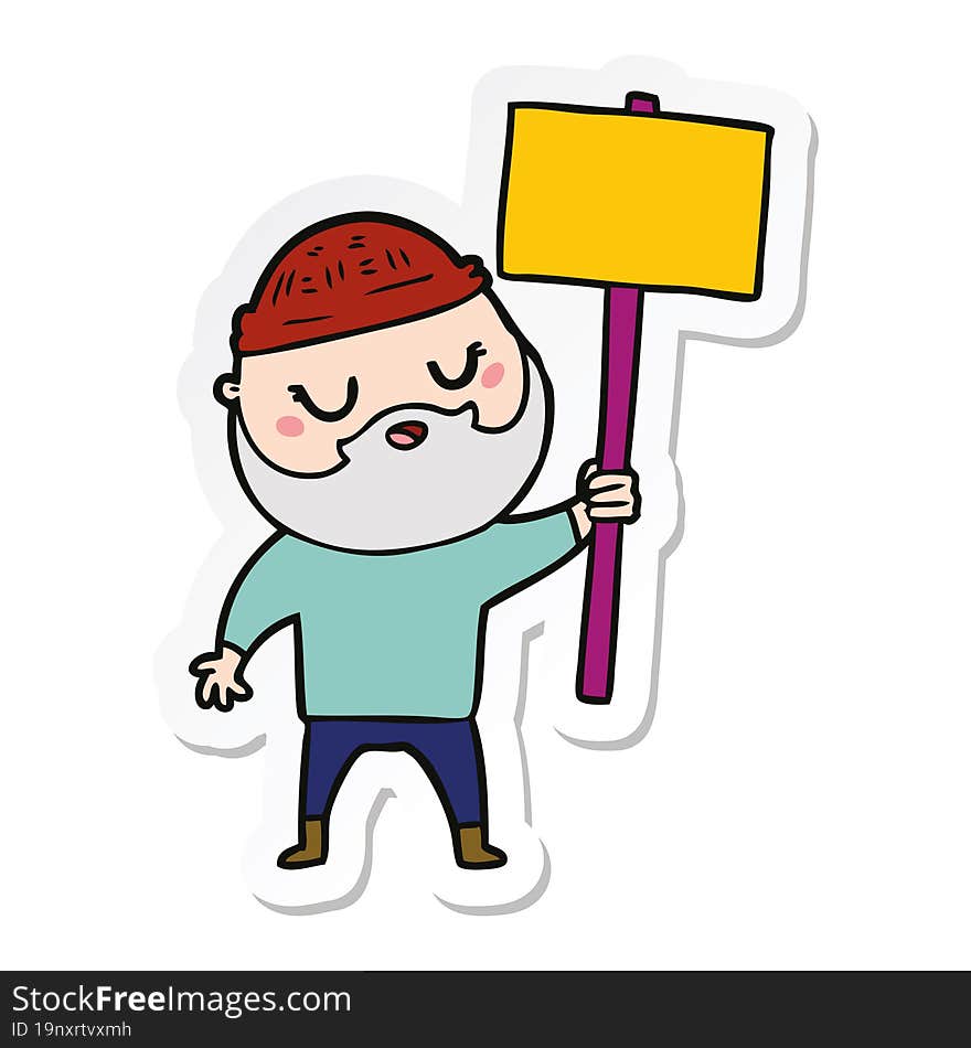 Sticker Of A Cartoon Man With Beard