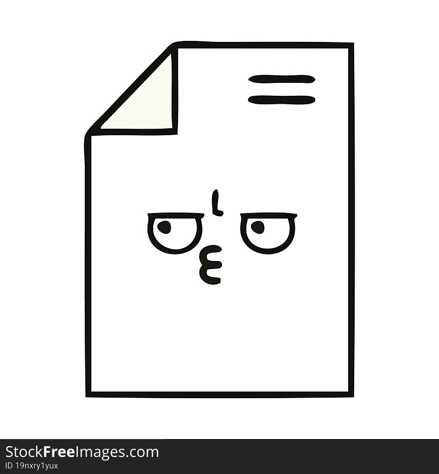 cute cartoon of a sheet of paper. cute cartoon of a sheet of paper