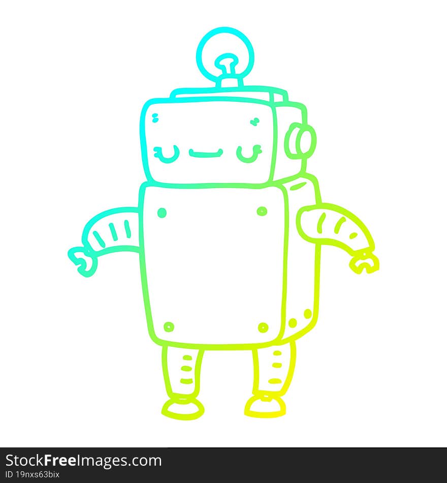 Cold Gradient Line Drawing Cartoon Robot