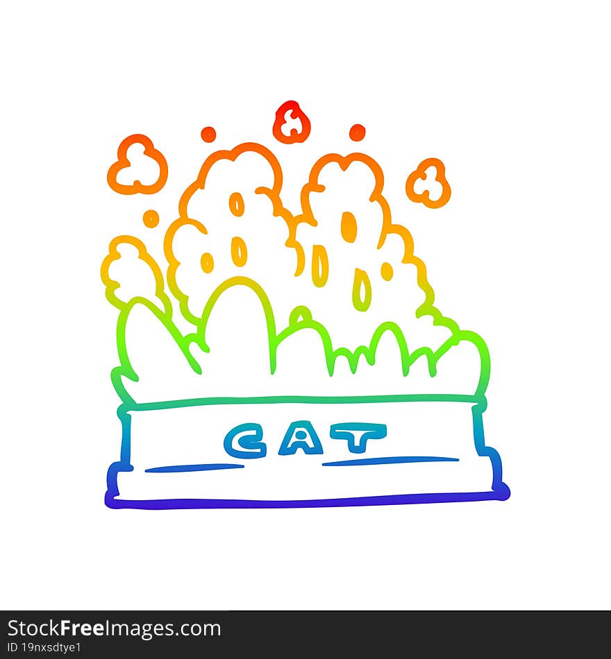 rainbow gradient line drawing of a bowl of cat food