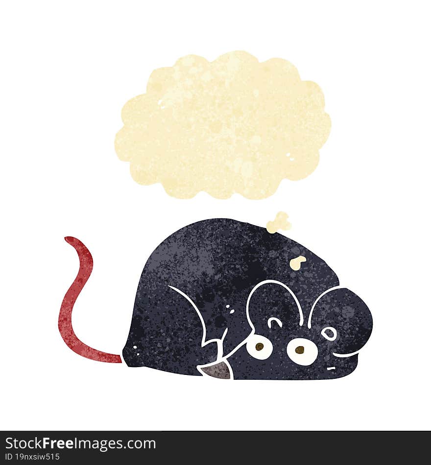 cartoon white mouse with thought bubble