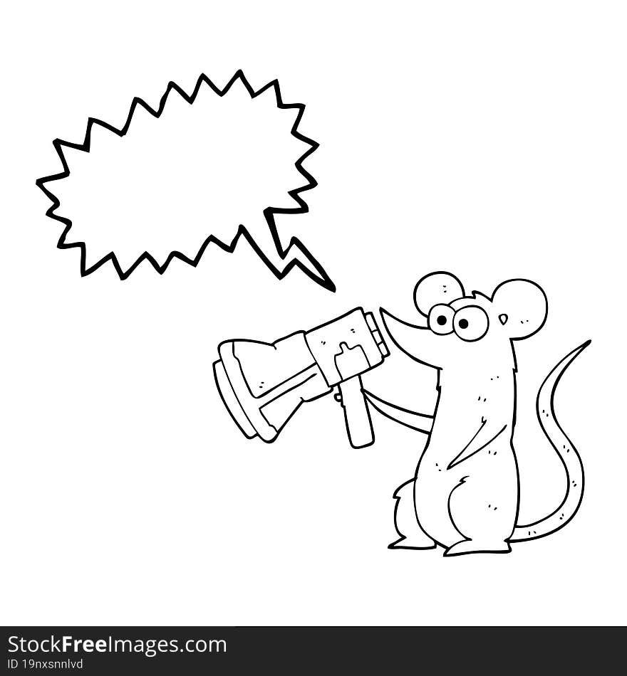 speech bubble cartoon mouse with megaphone