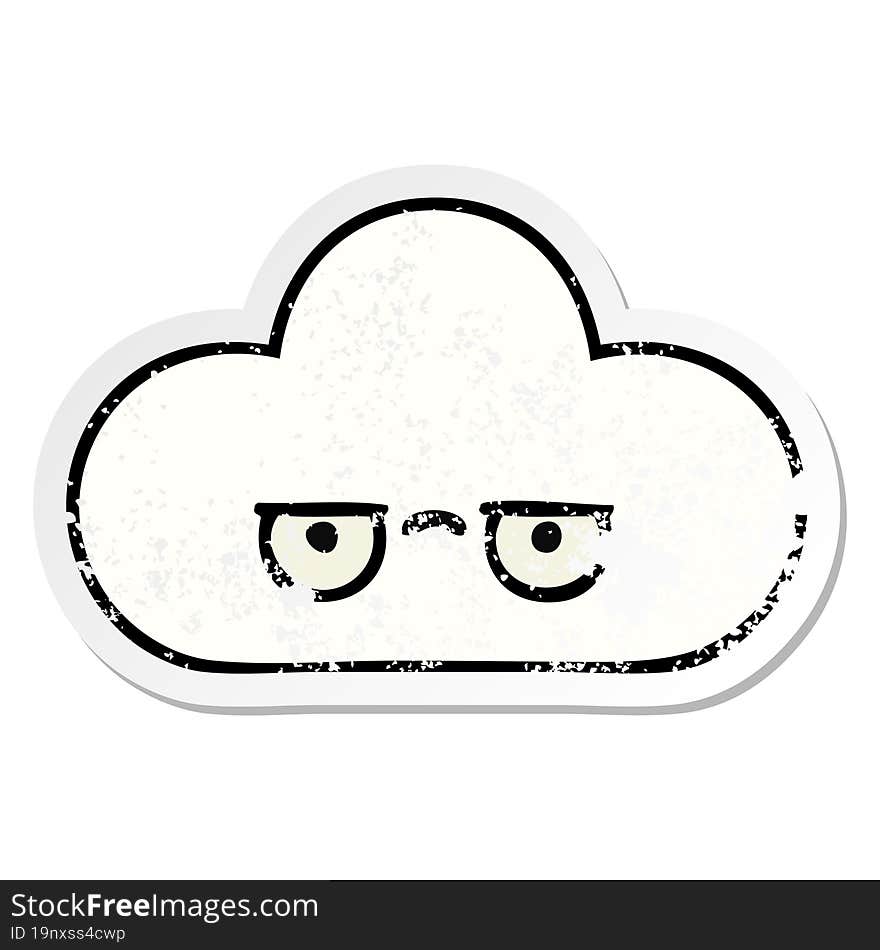 Distressed Sticker Of A Cute Cartoon Cloud