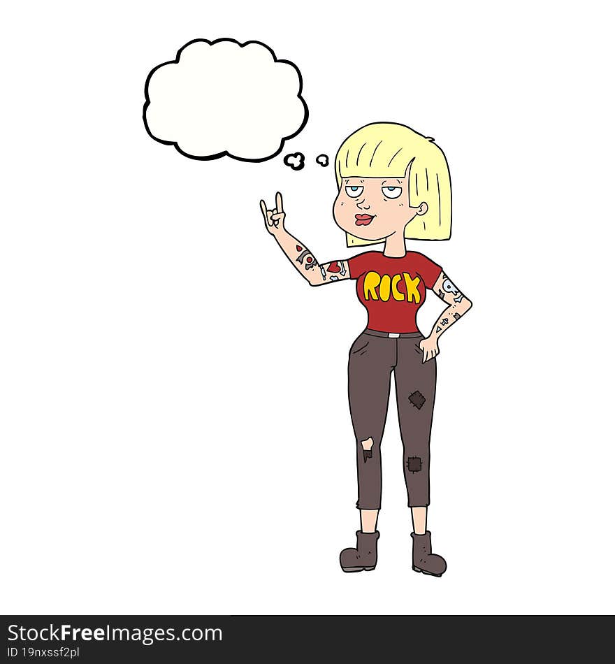 thought bubble cartoon rock girl