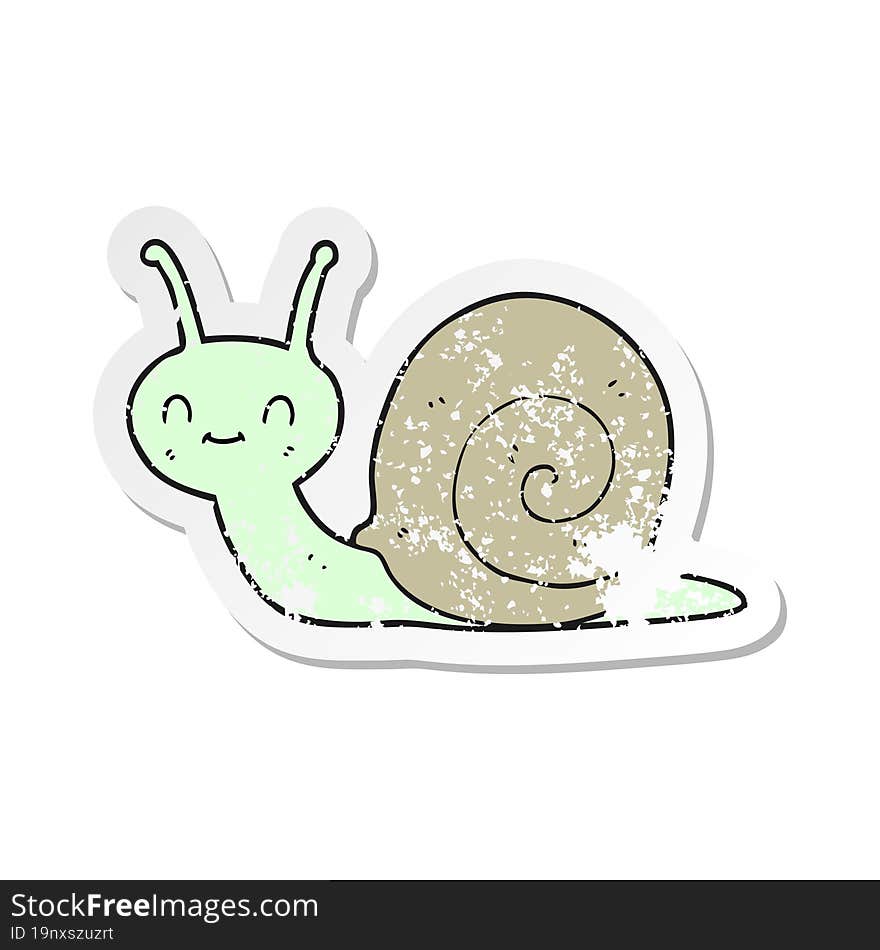 Retro Distressed Sticker Of A Cartoon Cute Snail