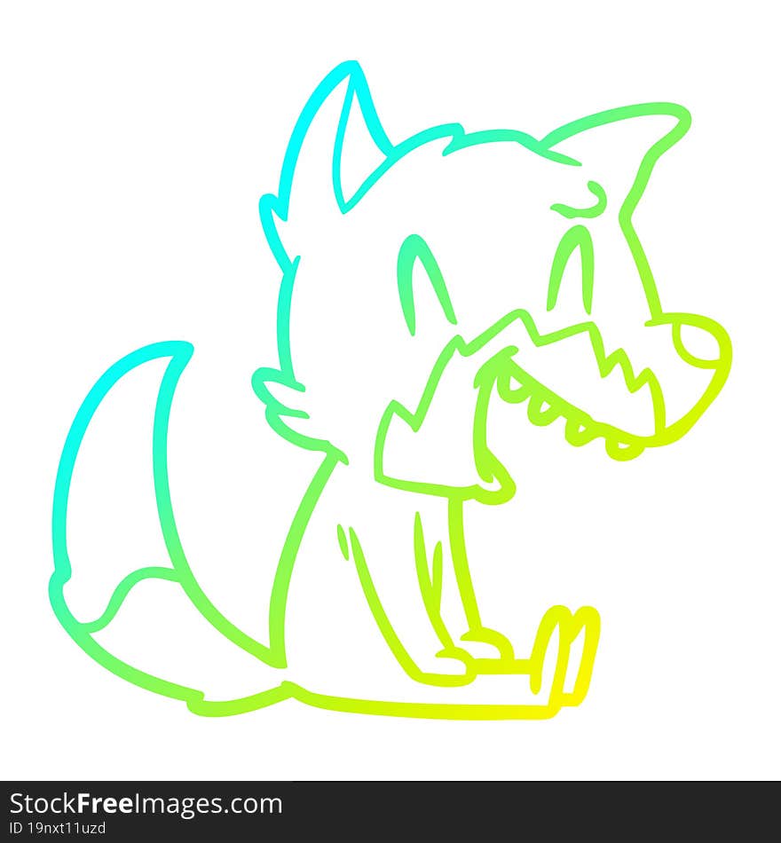 cold gradient line drawing of a laughing fox cartoon