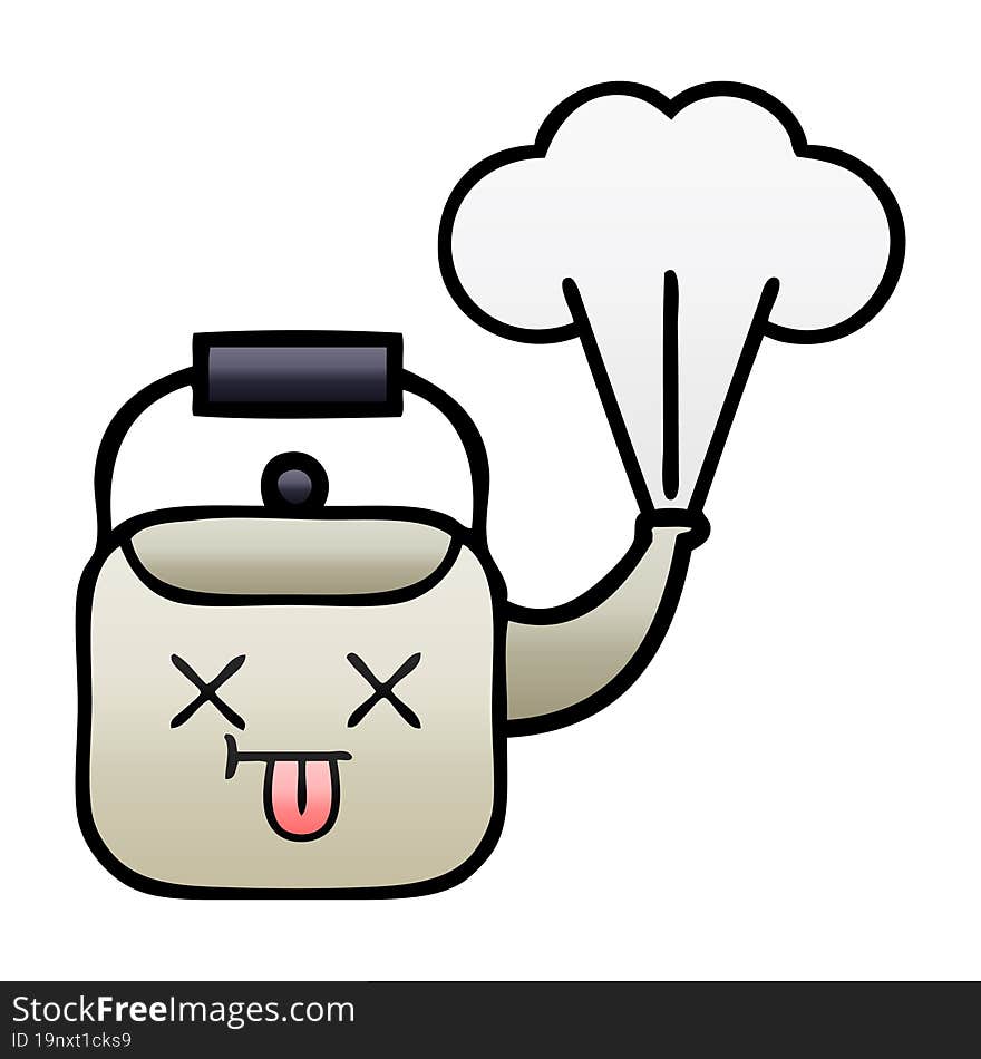 gradient shaded cartoon steaming kettle