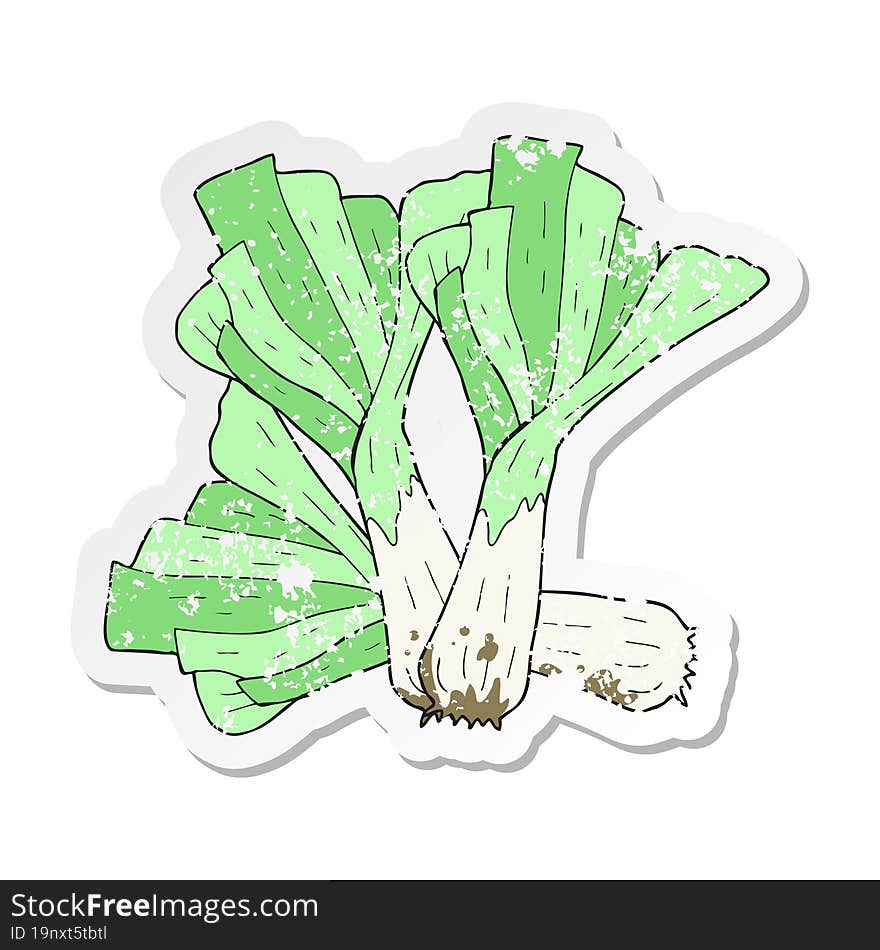 Retro Distressed Sticker Of A Cartoon Leeks