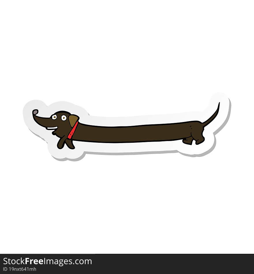 sticker of a cartoon dachshund