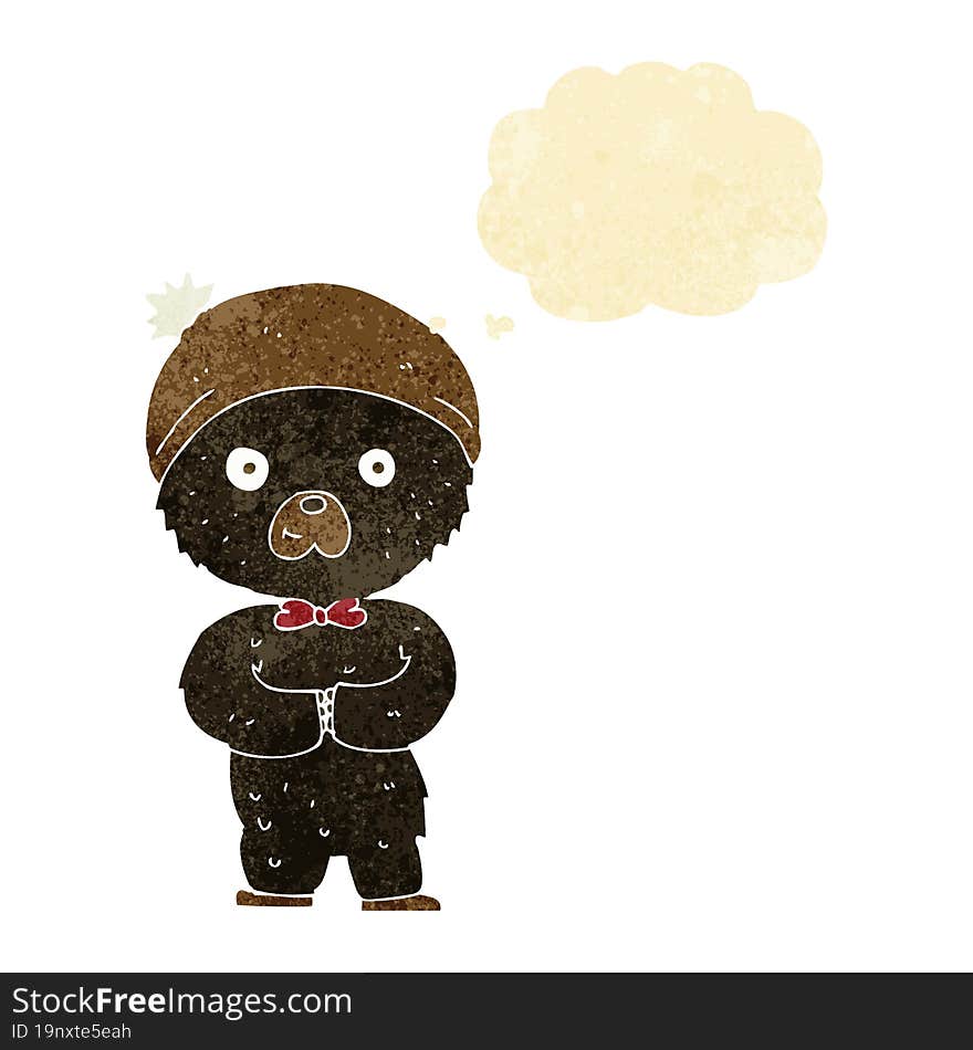 Cartoon Little Black Bear With Thought Bubble