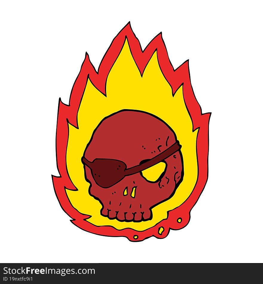 cartoon burning skull