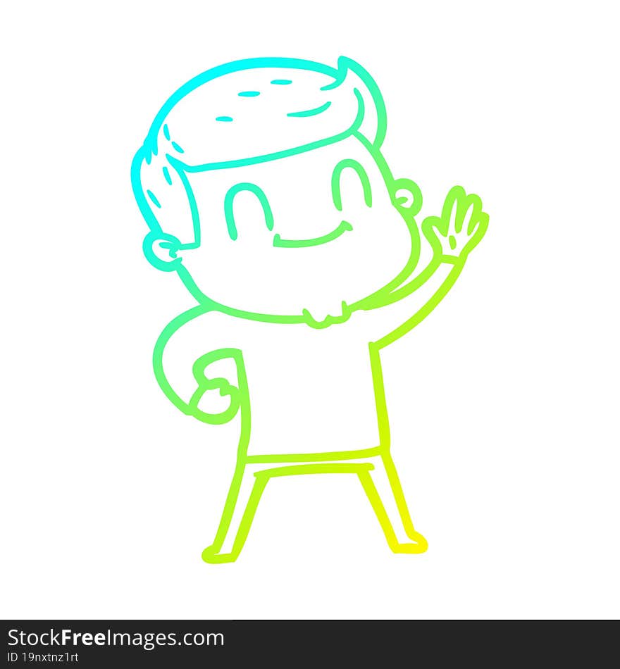 Cold Gradient Line Drawing Cartoon Friendly Man