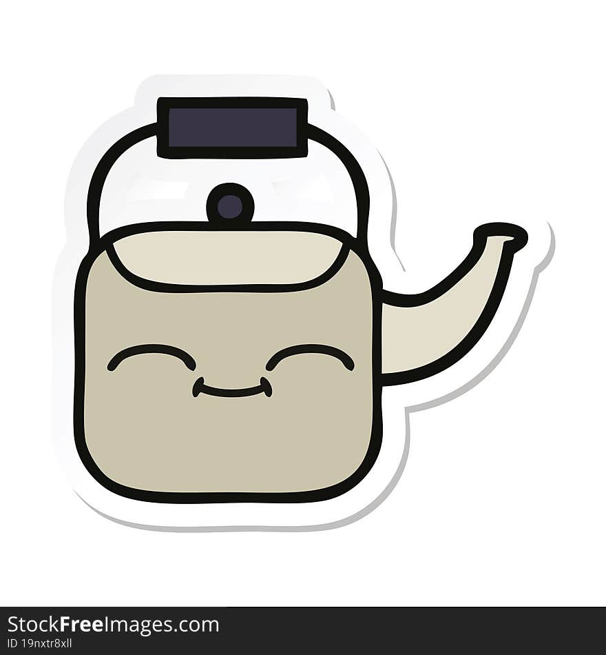 sticker of a cute cartoon kettle