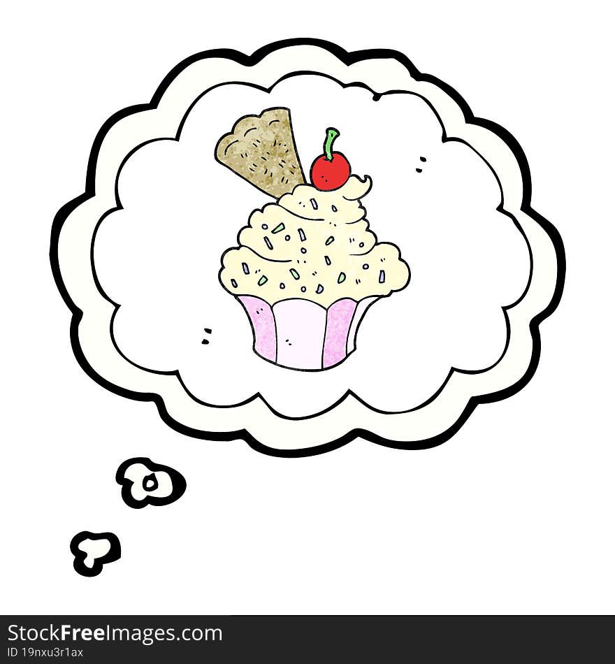 thought bubble textured cartoon cupcake