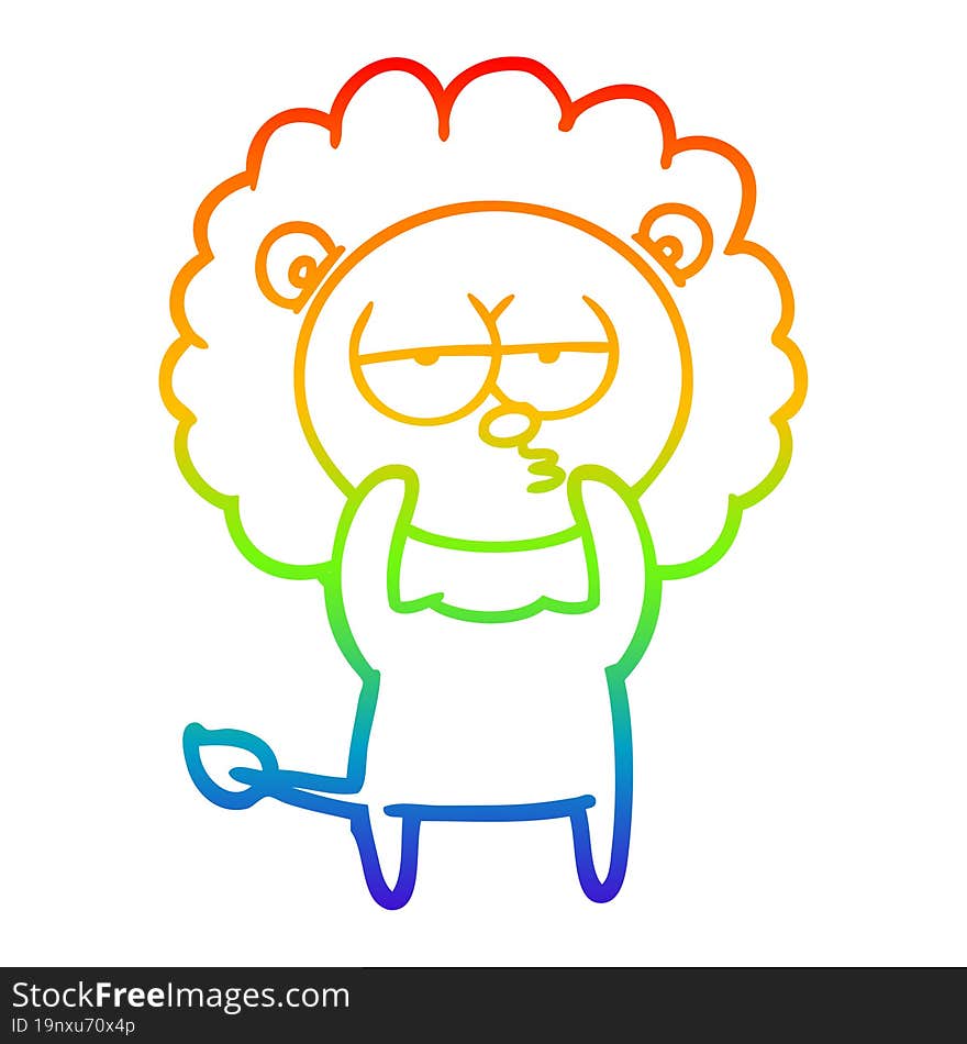 rainbow gradient line drawing cartoon bored lion