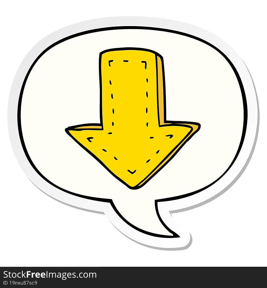 Cartoon Pointing Arrow And Speech Bubble Sticker