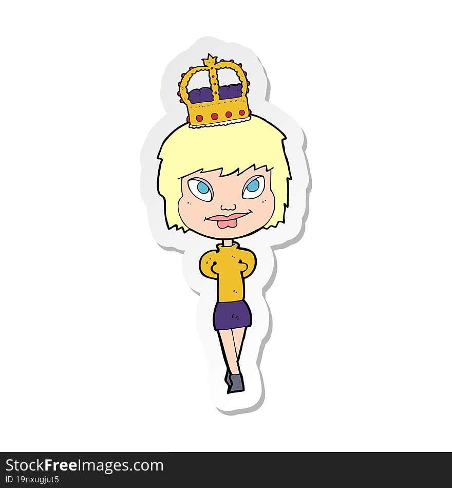 sticker of a cartoon person wearing crown