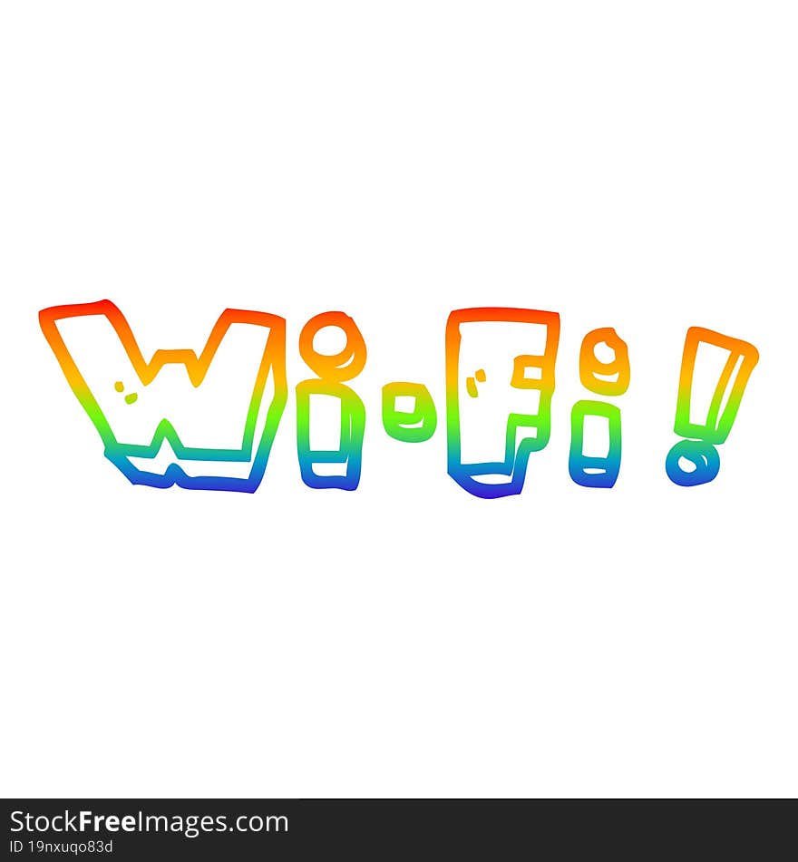 rainbow gradient line drawing cartoon wording wi-fi