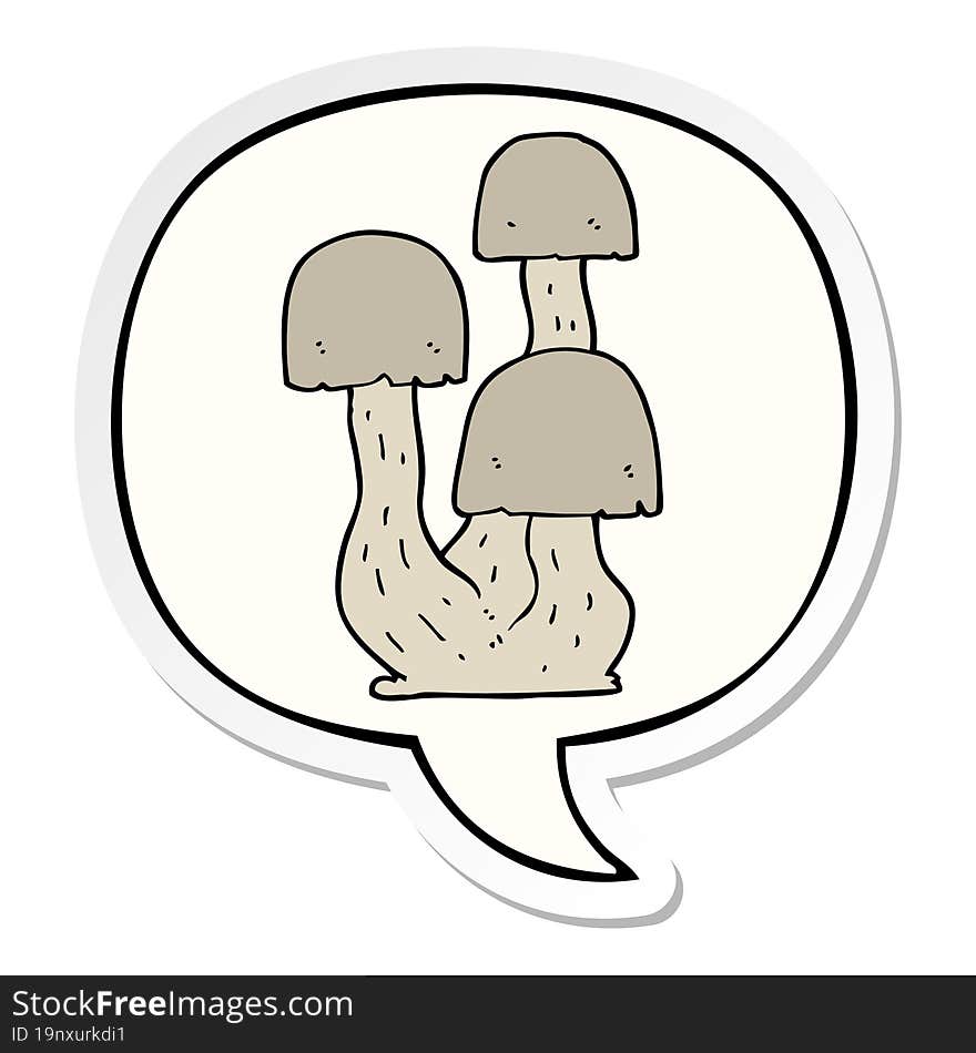 Cartoon Mushroom And Speech Bubble Sticker