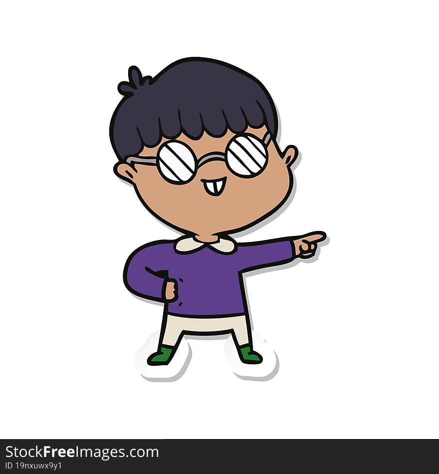 sticker of a cartoon boy wearing spectacles