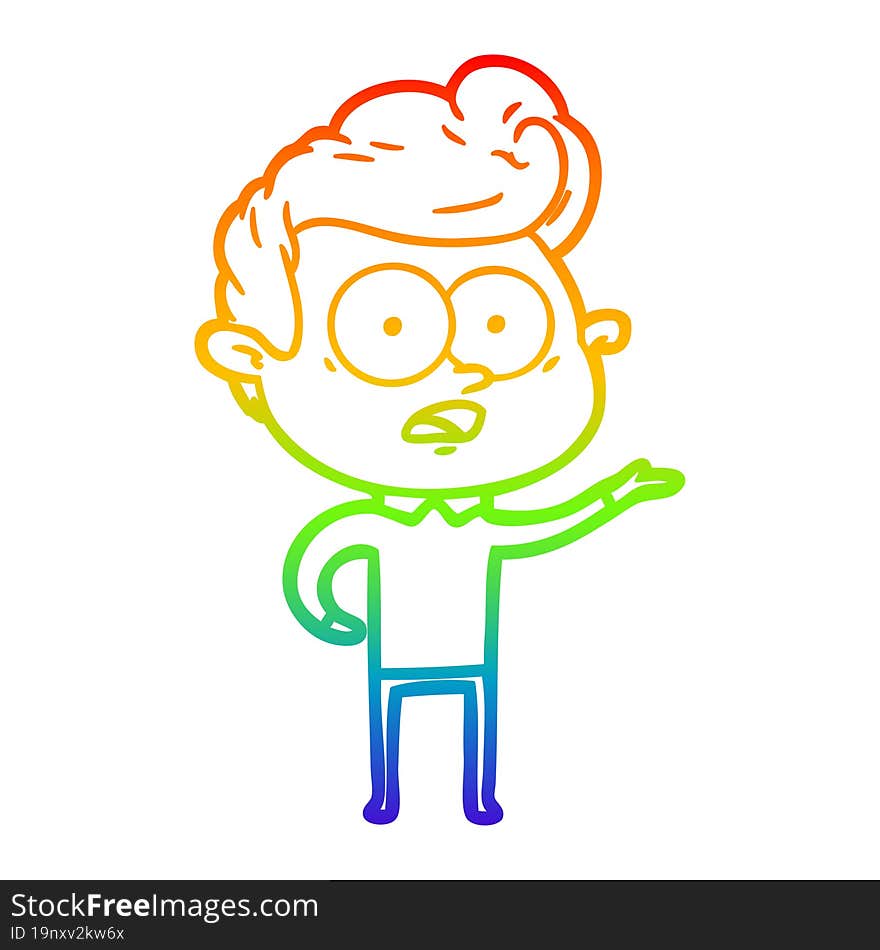 Rainbow Gradient Line Drawing Cartoon Staring Man