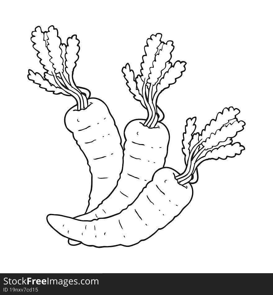 black and white cartoon carrots