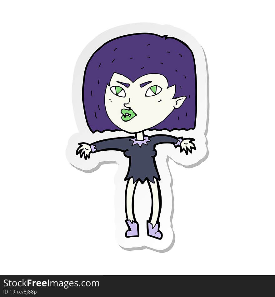 sticker of a cartoon vampire girl