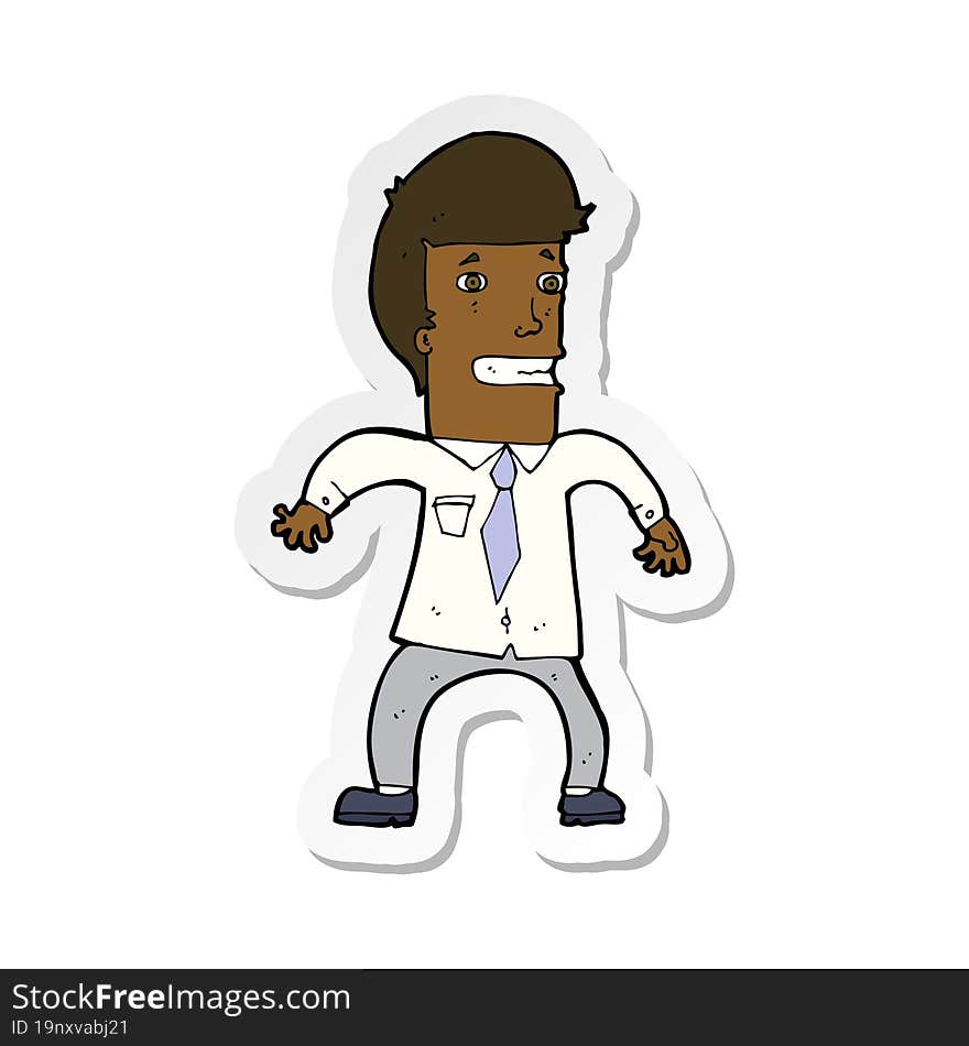 sticker of a cartoon nervous businessman