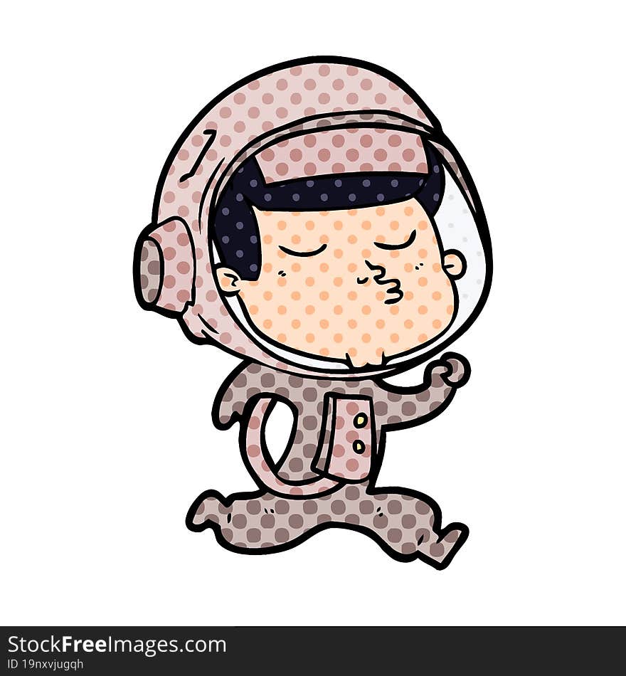 cartoon confident astronaut running. cartoon confident astronaut running