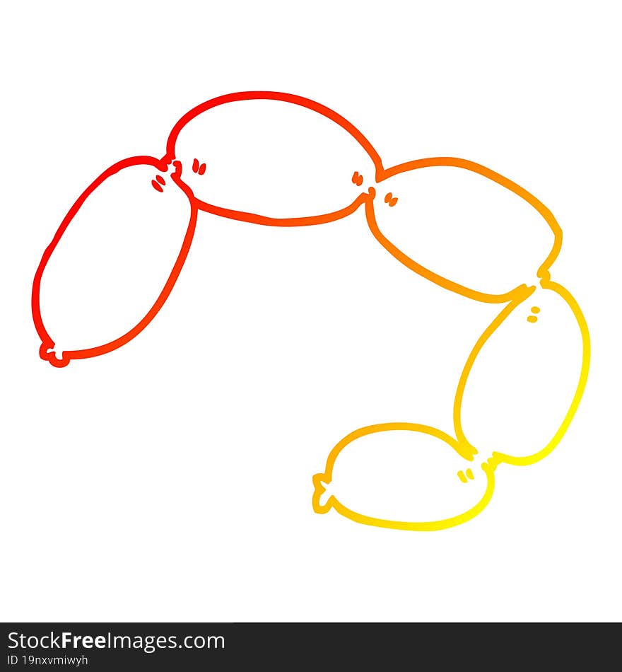 warm gradient line drawing cartoon string of sausages