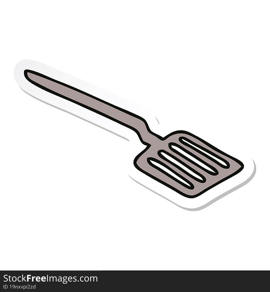 sticker of a quirky hand drawn cartoon spatula