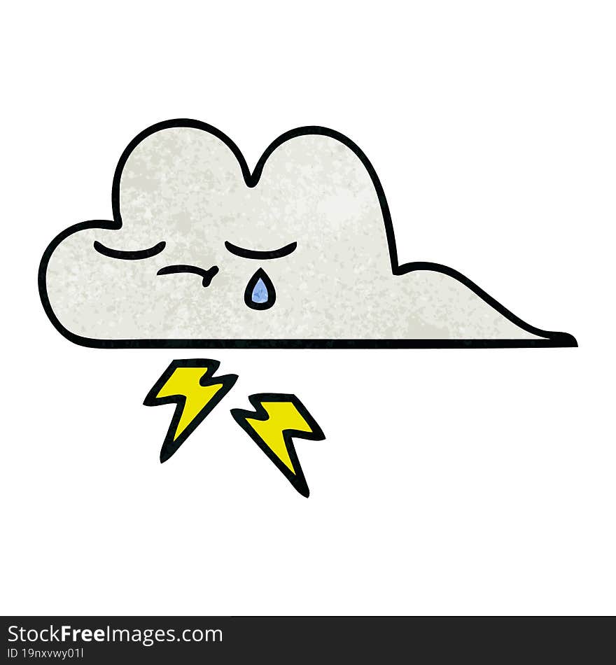 retro grunge texture cartoon thunder cloud