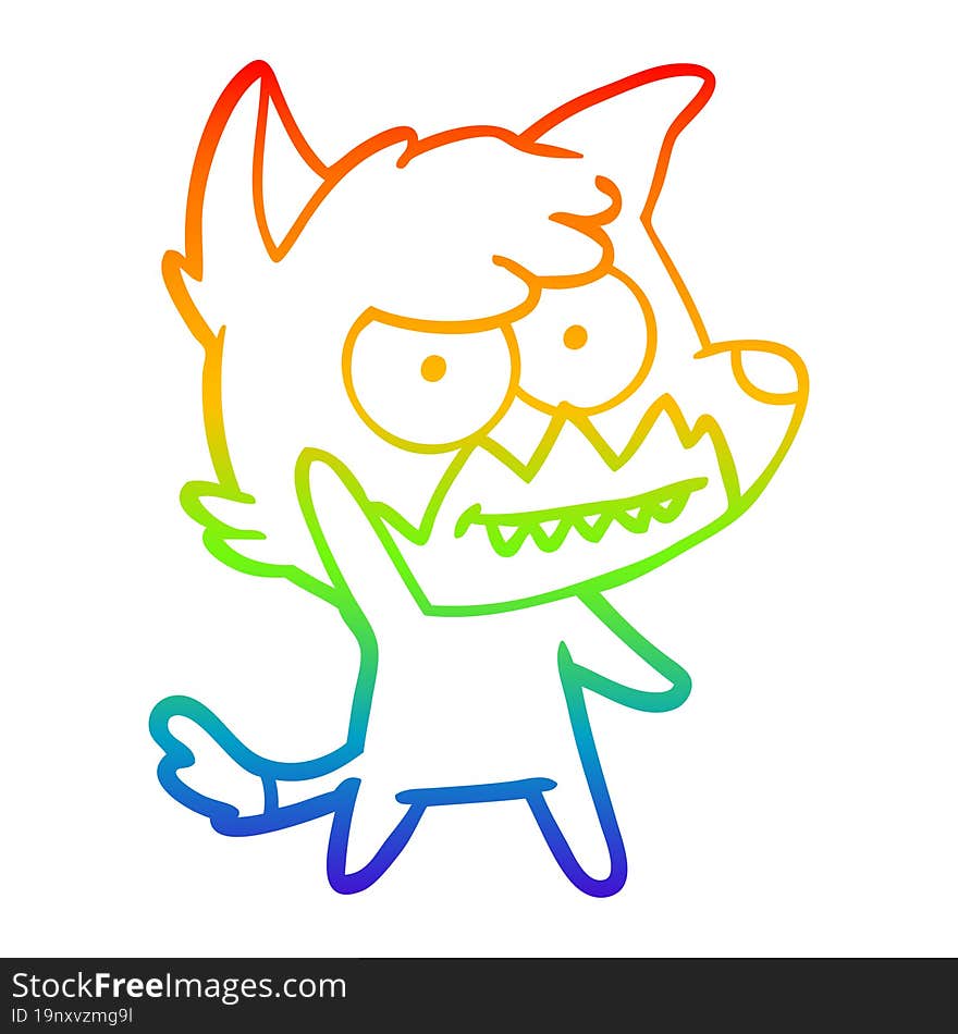 rainbow gradient line drawing cartoon grinning fox