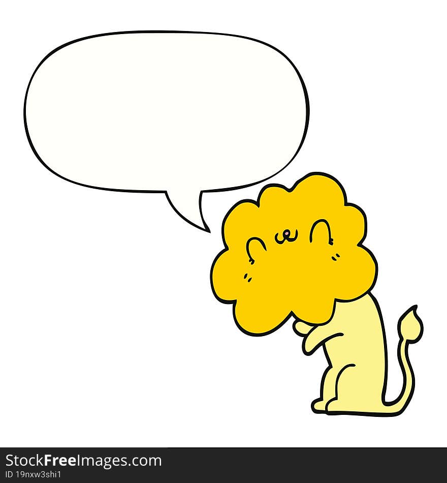 cartoon lion and speech bubble