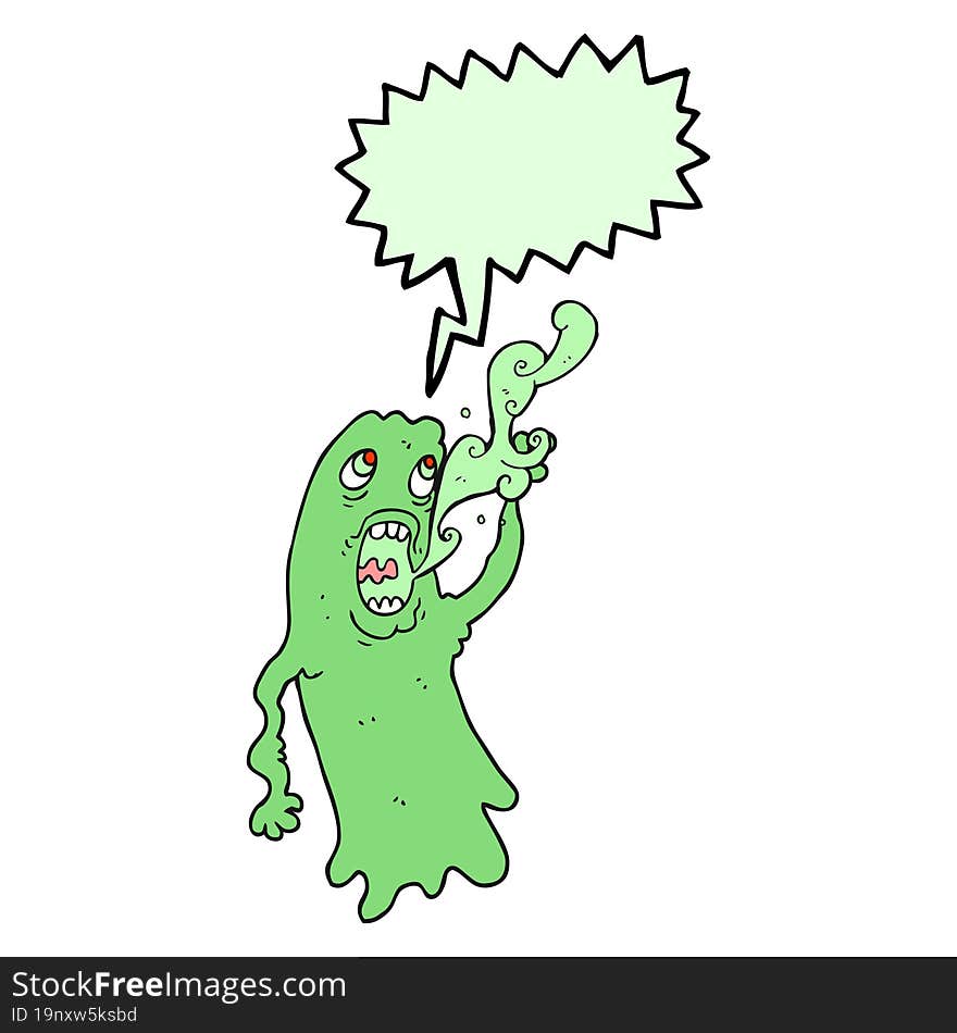 freehand drawn speech bubble cartoon ghost