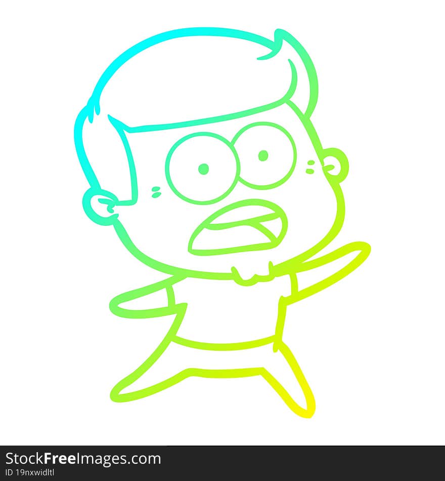 Cold Gradient Line Drawing Cartoon Shocked Man