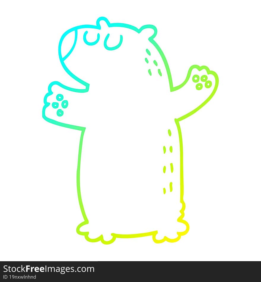 Cold Gradient Line Drawing Cartoon Bear Standing