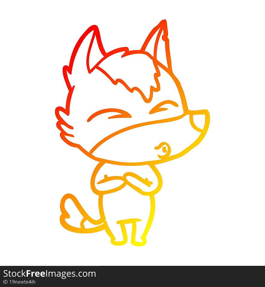 warm gradient line drawing cartoon wolf whistling